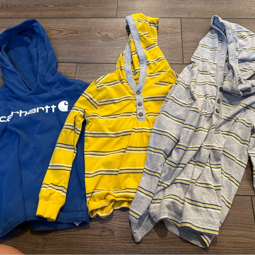 Kids Hoodies - Blue, Yellow, Gray Stripes